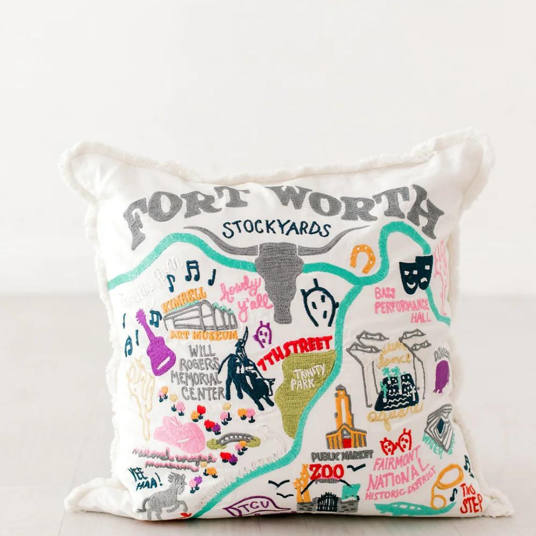Fort Worth Embroidered Pillow