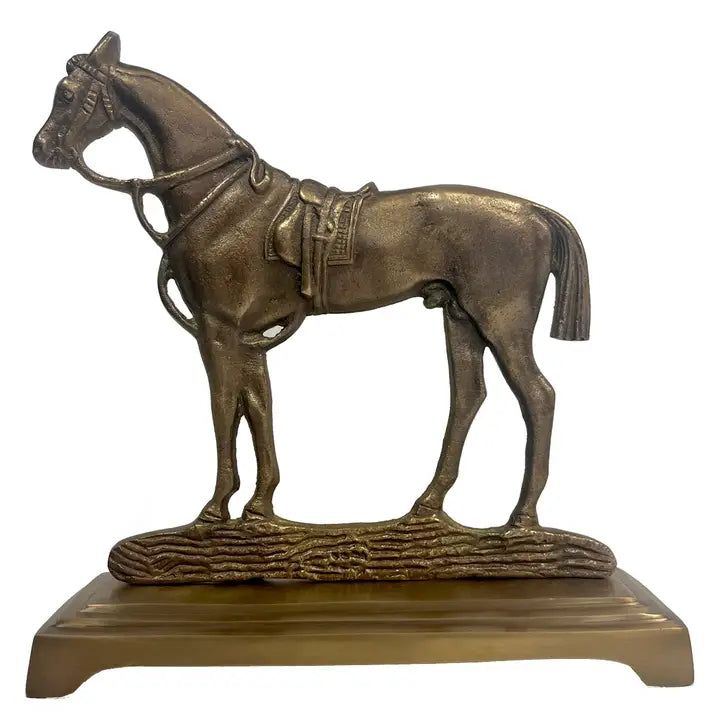 Antiqued Brass Horse Door Stopper