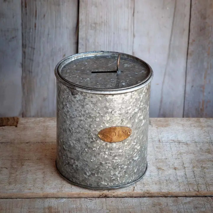 Galvanized Tin Coin Bank