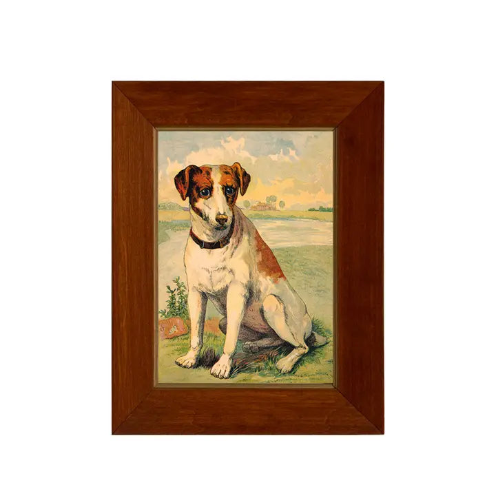 Dog Vintage Children's Book Illustration Framed Print. 5x7