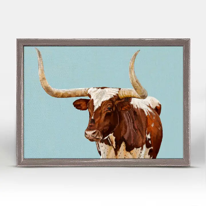 Moody Longhorn Mini Framed Canvas