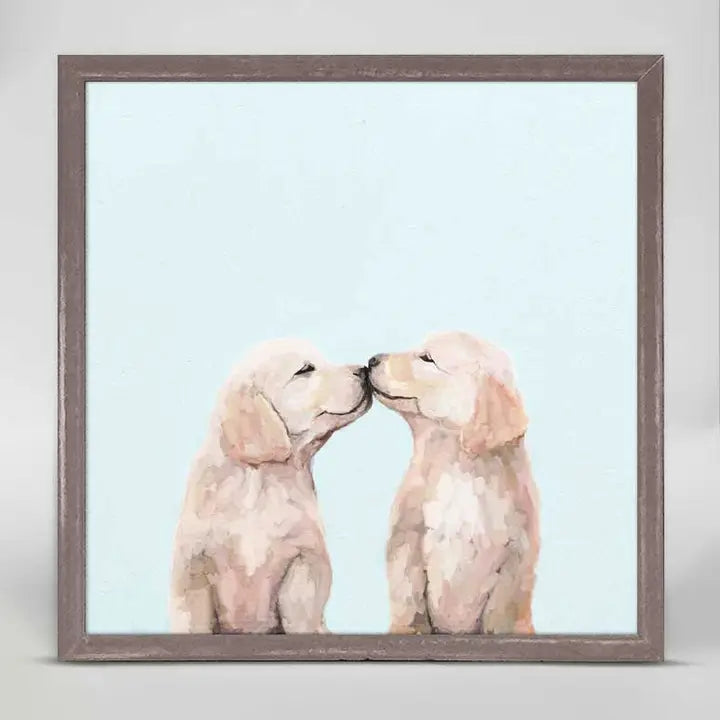 Golden Pup Kisses Mini Canvas