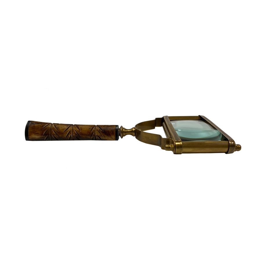 Antiqued Brass Magnifier with Horn Handle