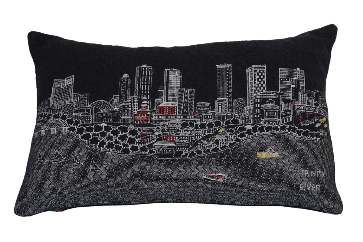 Fort Worth Night-Life Pillow, 24" X 14"