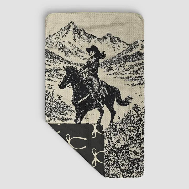 Meadow Cowgirl Bows Reversible Tea Towel