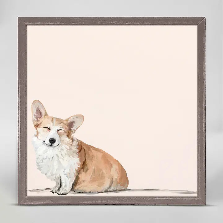 Happiest Dogs Are Corgis Mini Framed Canvas