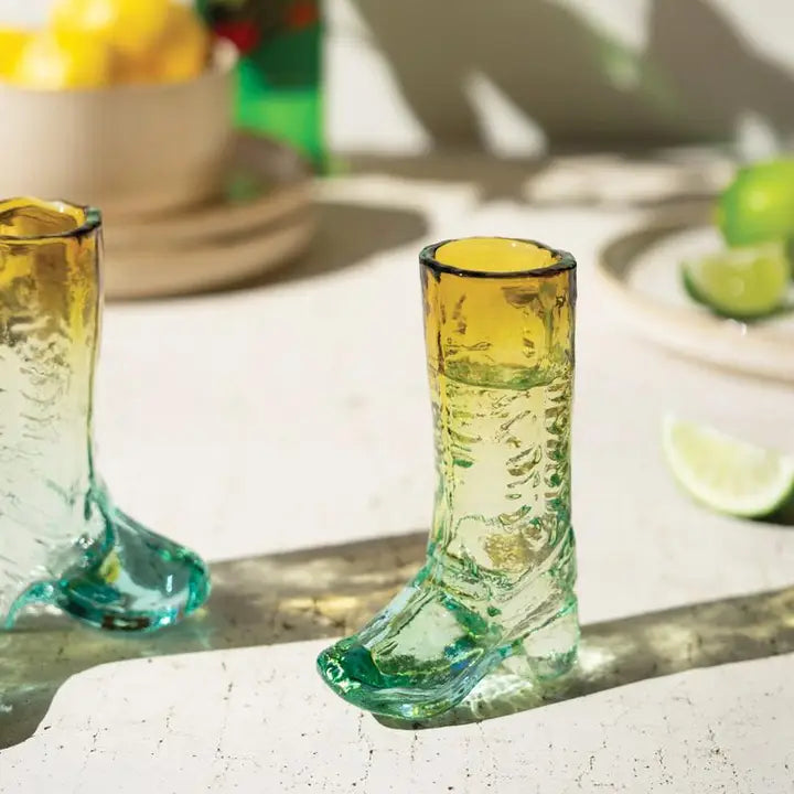 Blue and Amber Boot Shot Glass