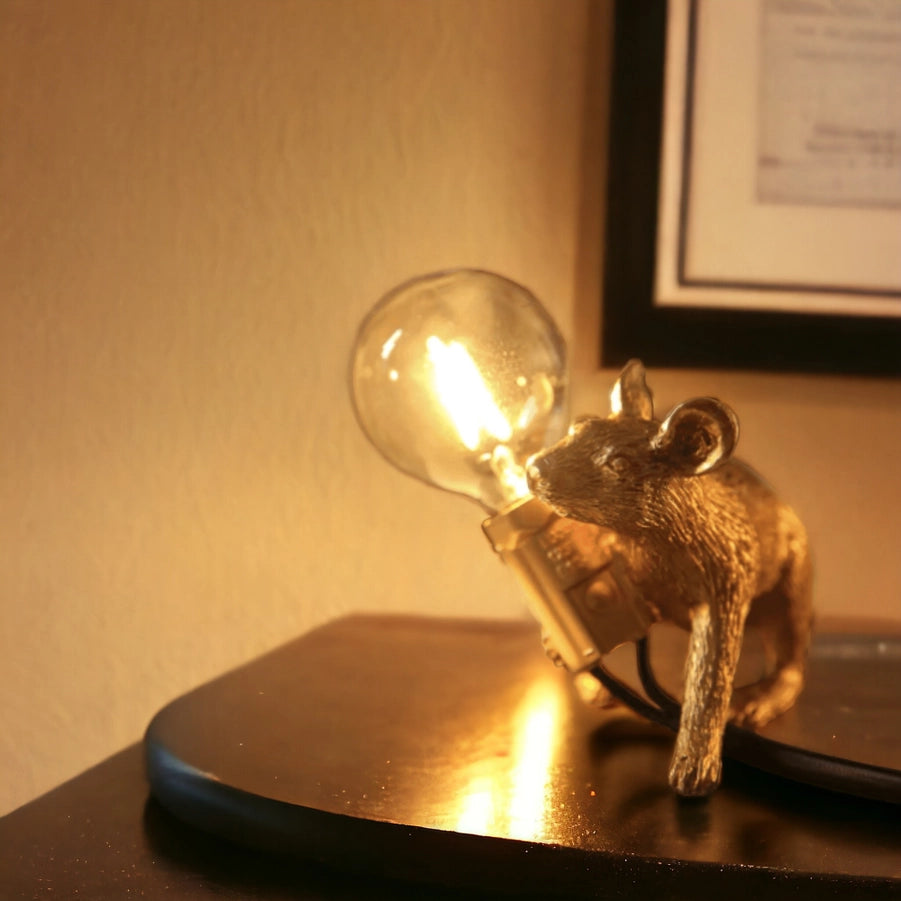 Lying Down Gold Plated Mouse Night Light