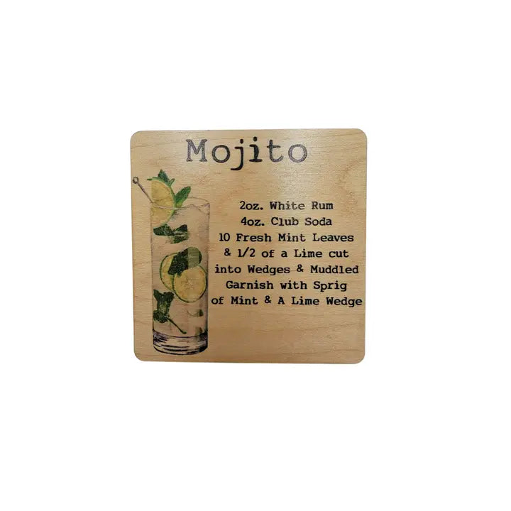 Mojito Cocktail Wooden Coaster