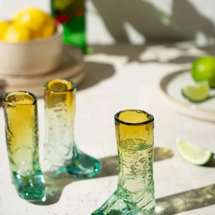 Blue and Amber Boot Shot Glass