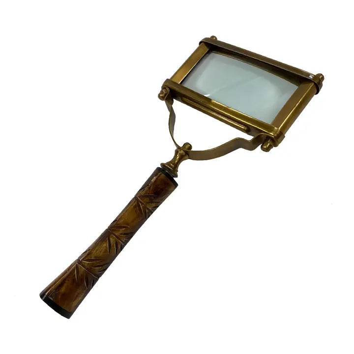 Antiqued Brass Magnifier with Horn Handle