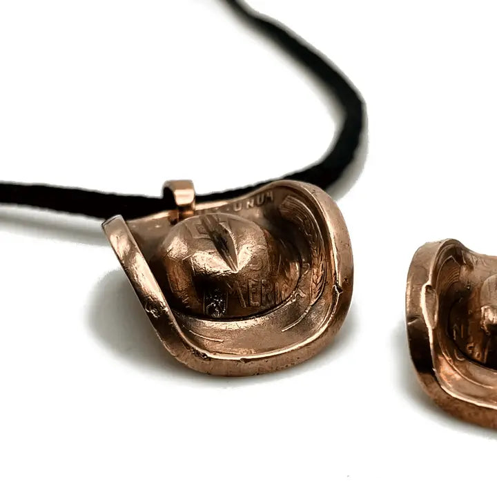 Cowboy Hat Wheat Penny Necklace
