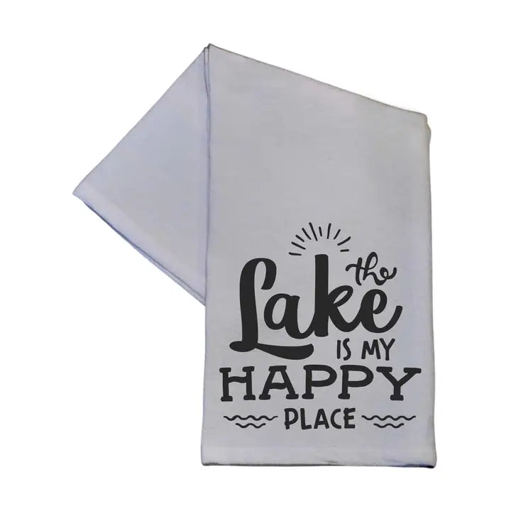 The Lake Is My Happy Place Tea Towel