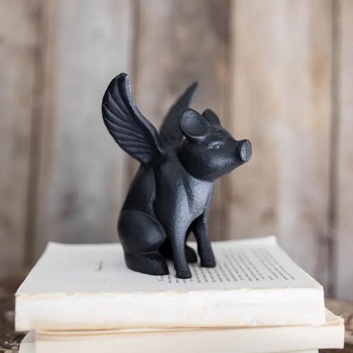 Flying Pig Cast Iron Figurine