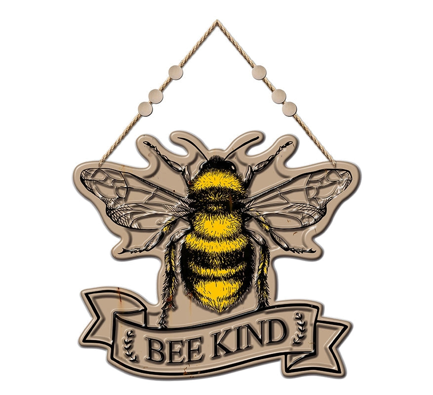 Bee Kind Die Cut Embossed Metal Sign