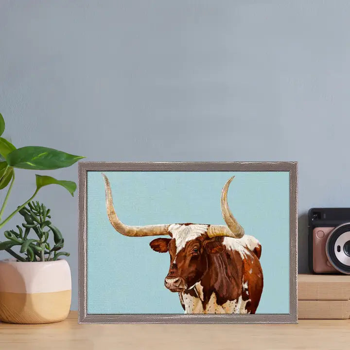 Moody Longhorn Mini Framed Canvas