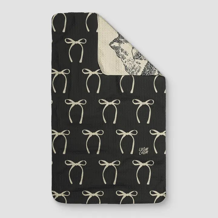 Meadow Cowgirl Bows Reversible Tea Towel