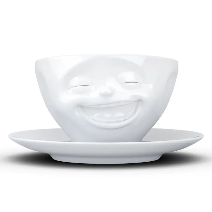 Laughing Face Coffee Cup with Saucer