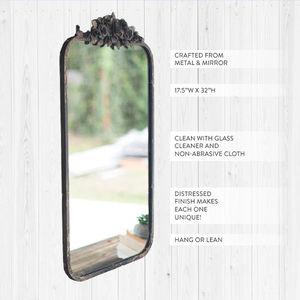 Rectangle Metal Mirror with Flower Details