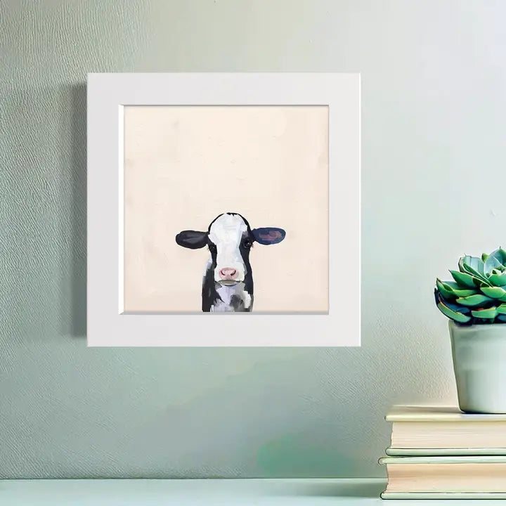 Black and White Cow Happy Square