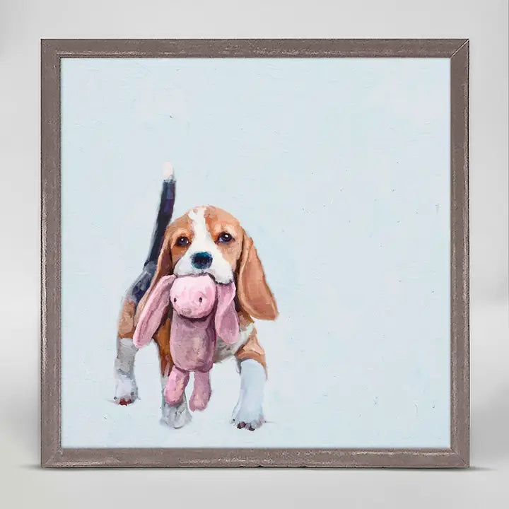 Beagle and Bunny Mini Framed Canvas