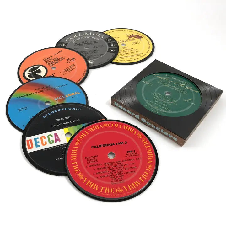 Vinyl Record Label Coasters Set of 6