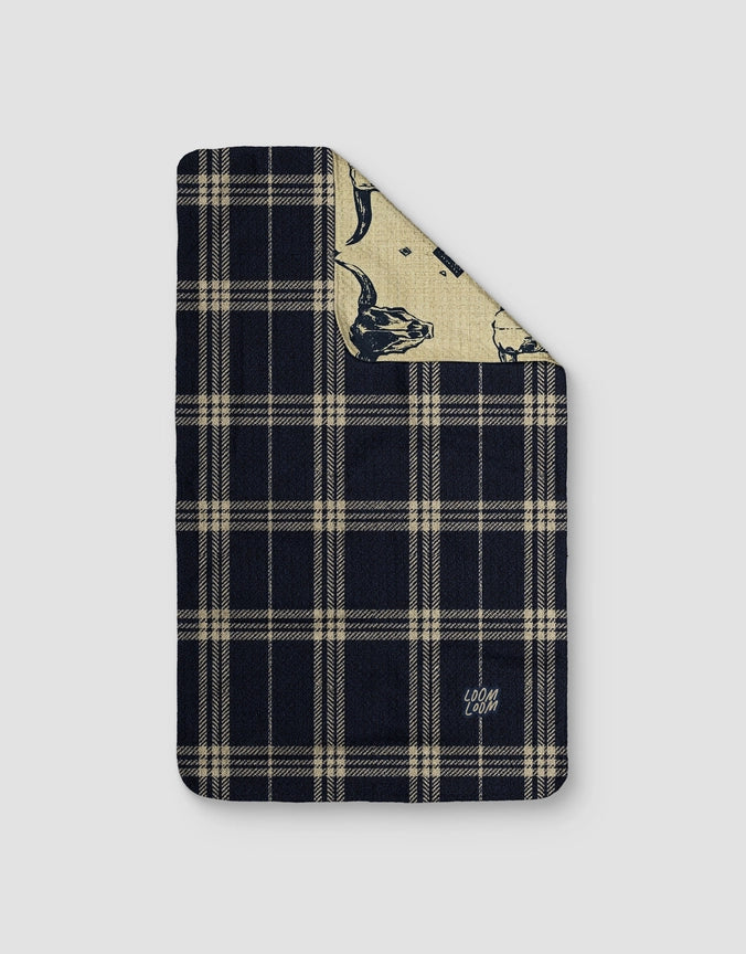 Bull Skull Plaid Reversible Tea Towel