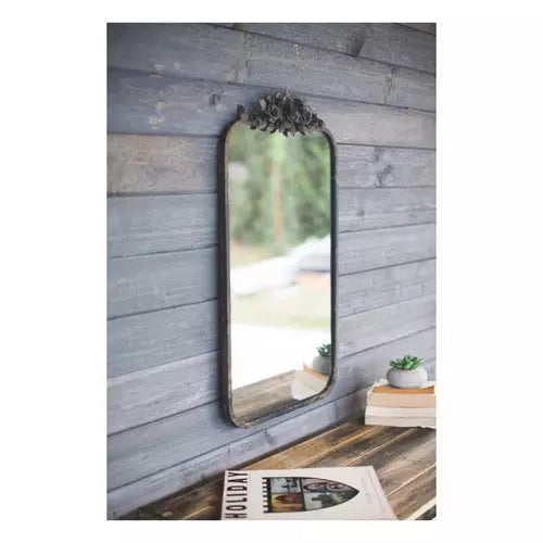 Rectangle Metal Mirror with Flower Details
