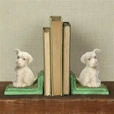 White Puppy Bookends