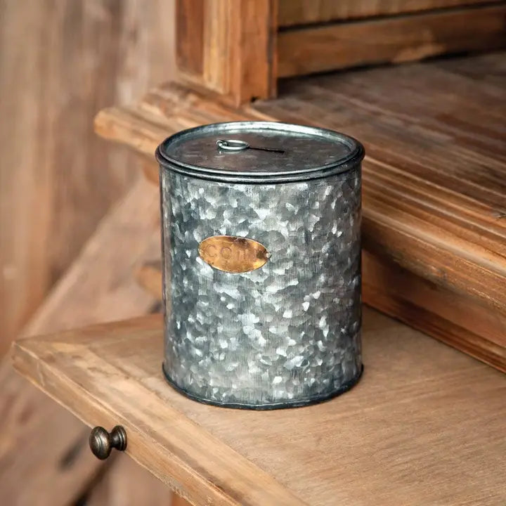 Galvanized Tin Coin Bank