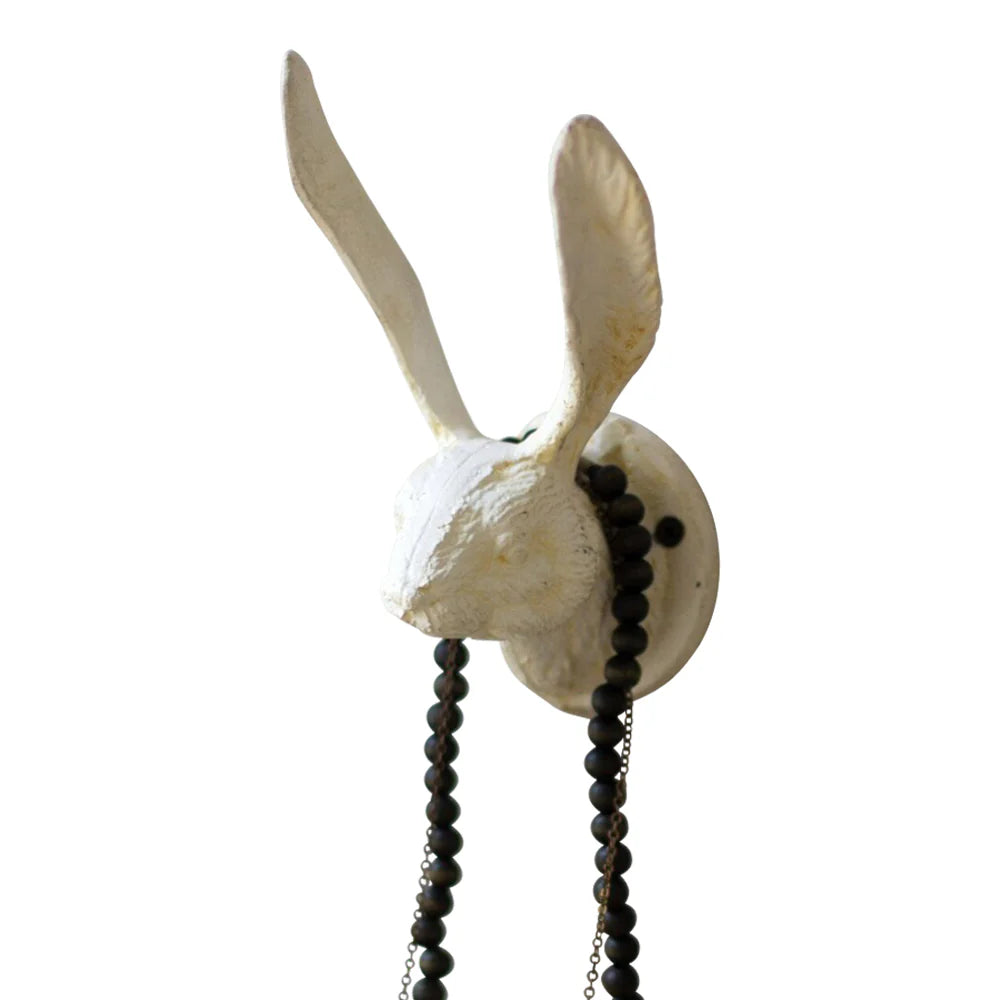 Antique White Cast Iron Rabbit Wall Hook