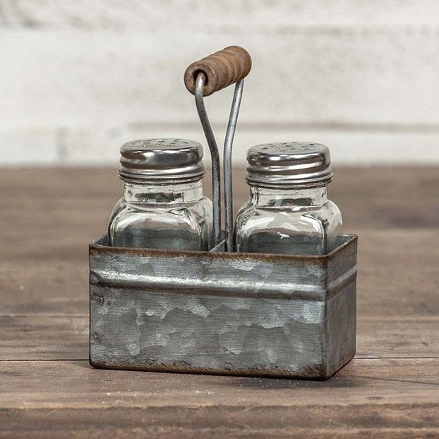 Salt & Pepper Shakers in Caddy