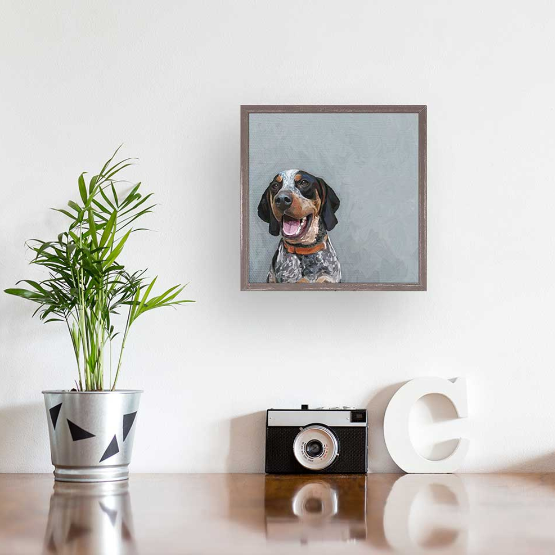 Bluetick Coonhound Mini Framed Canvas