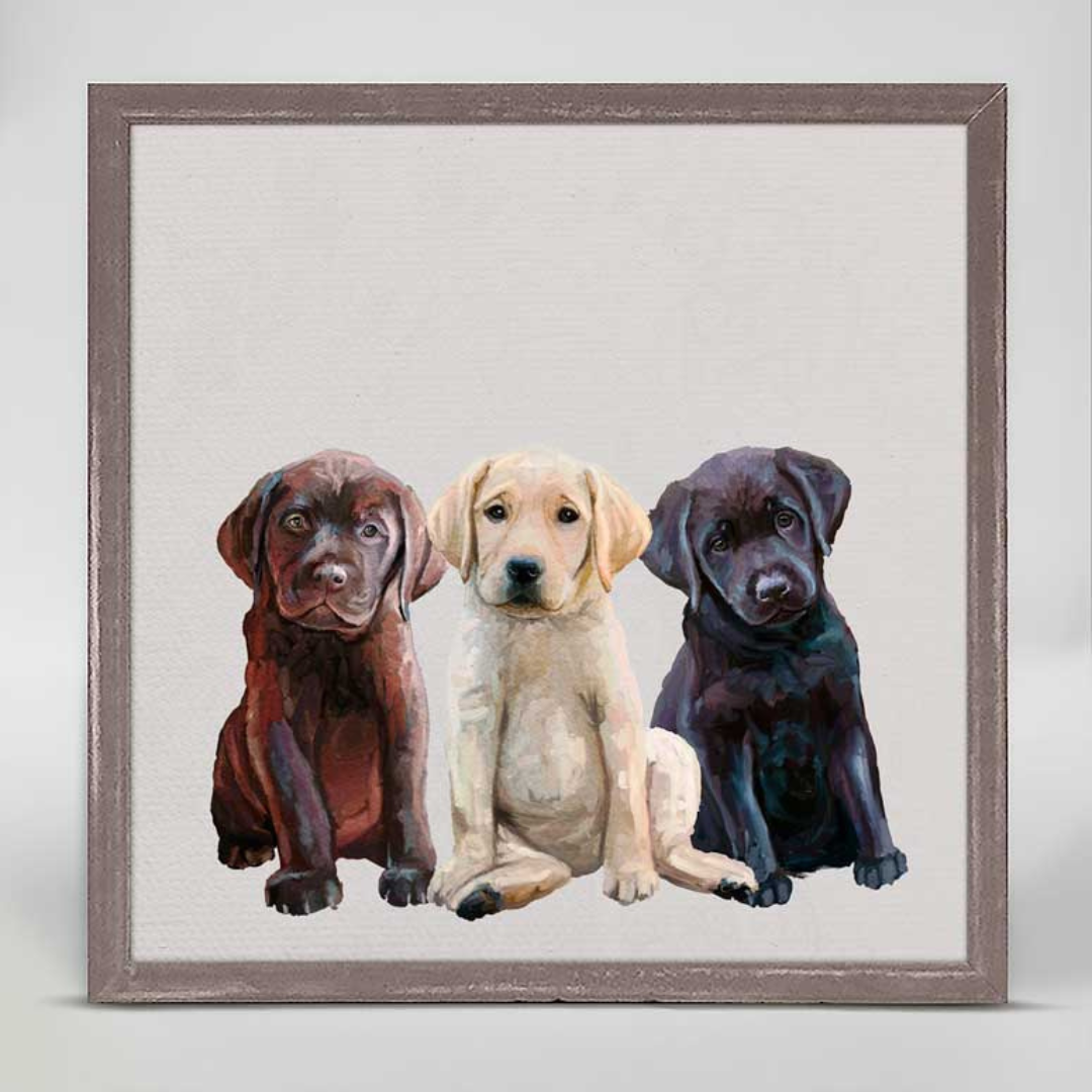 Lab Puppies Mini Framed Canvas