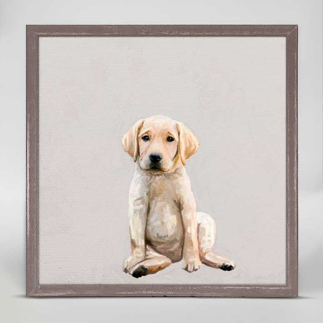 Yellow Lab Pup Mini Framed Canvas