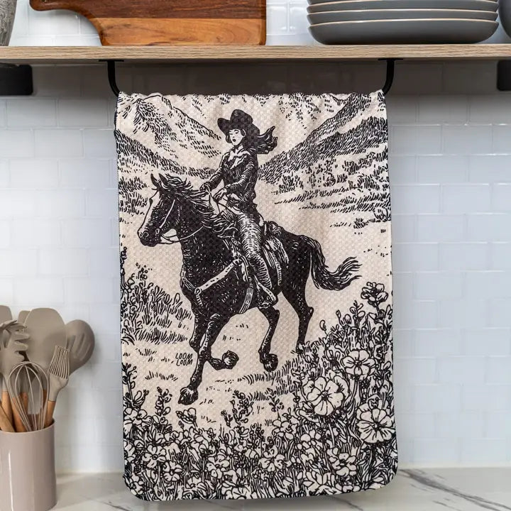 Meadow Cowgirl Bows Reversible Tea Towel