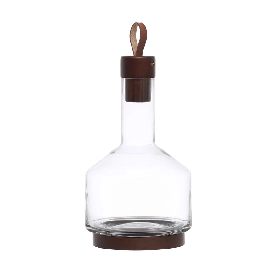 Glass Carafe w/ Acacia Wood Base