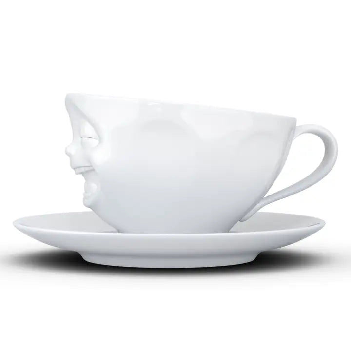 Laughing Face Coffee Cup with Saucer