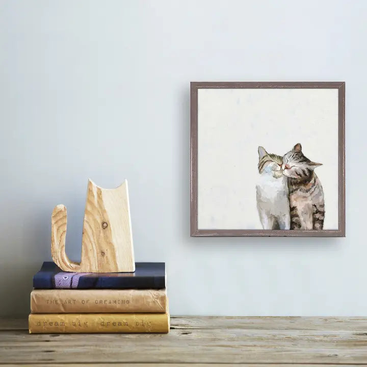 Cat Pair Mini Framed Canvas