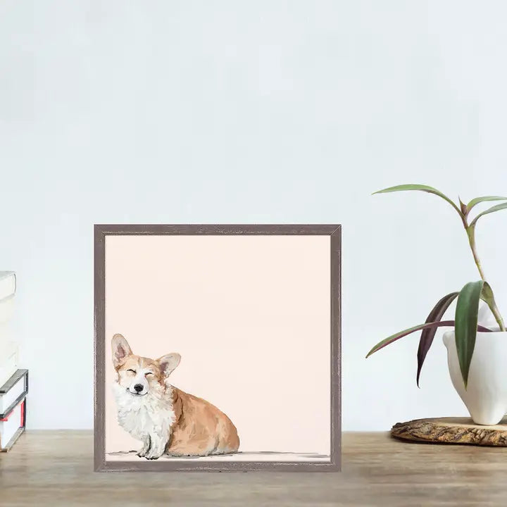 Happiest Dogs Are Corgis Mini Framed Canvas