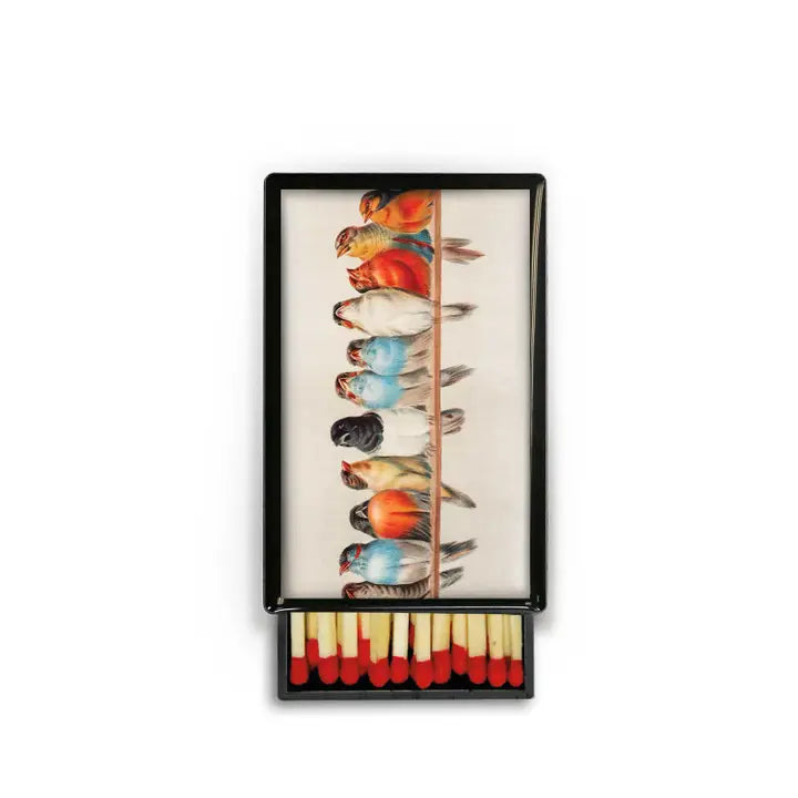 Birds in A Line Wire Slide Box w/ Matches