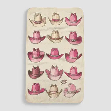Pink Hats Tea Towel