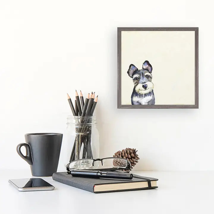 Schnauzer Mini Framed Canvas