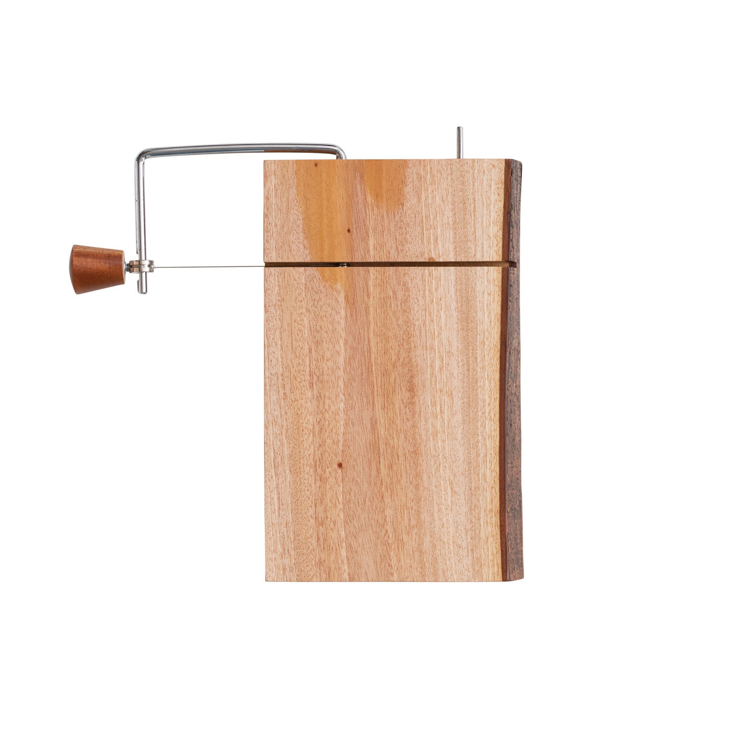 Mahogany Wood Cheese Slicer w/ Bark Edge