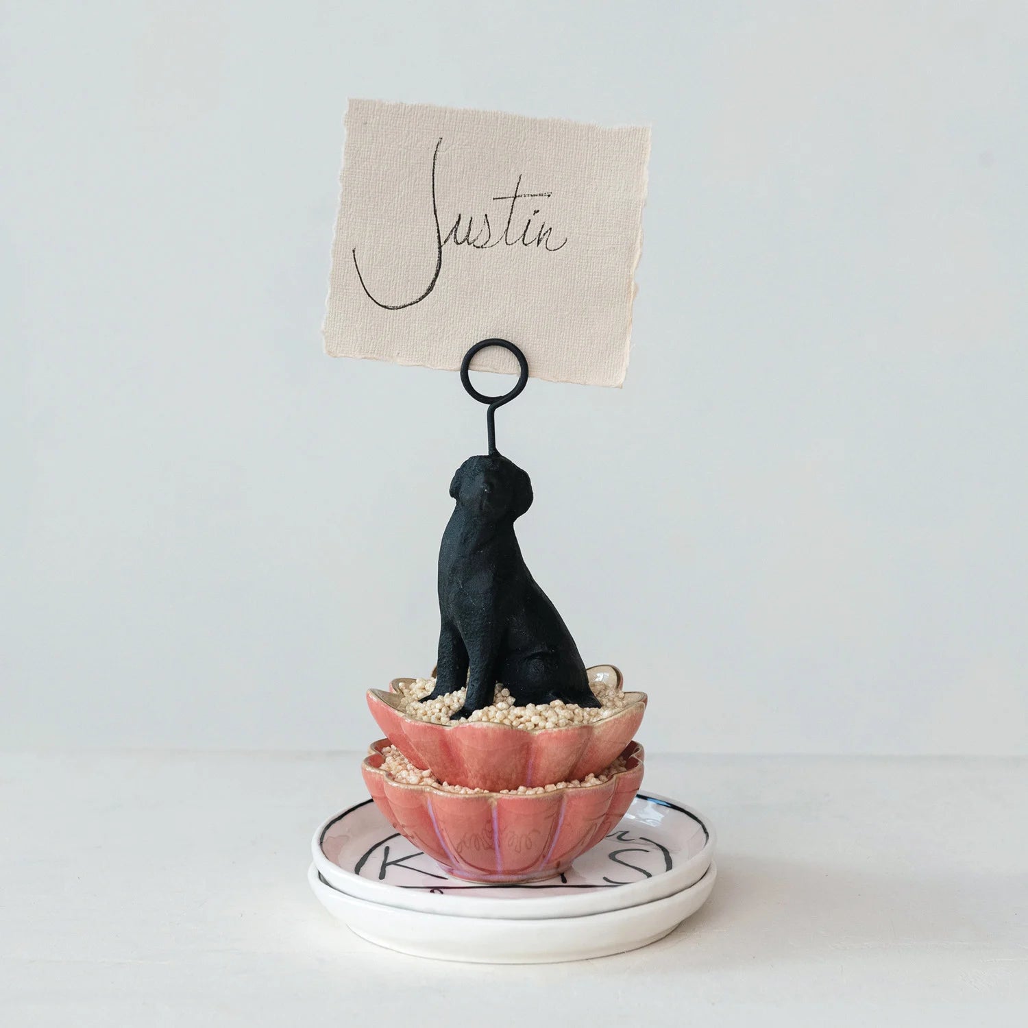 Cast Iron Lab Place Card/Photo Holder