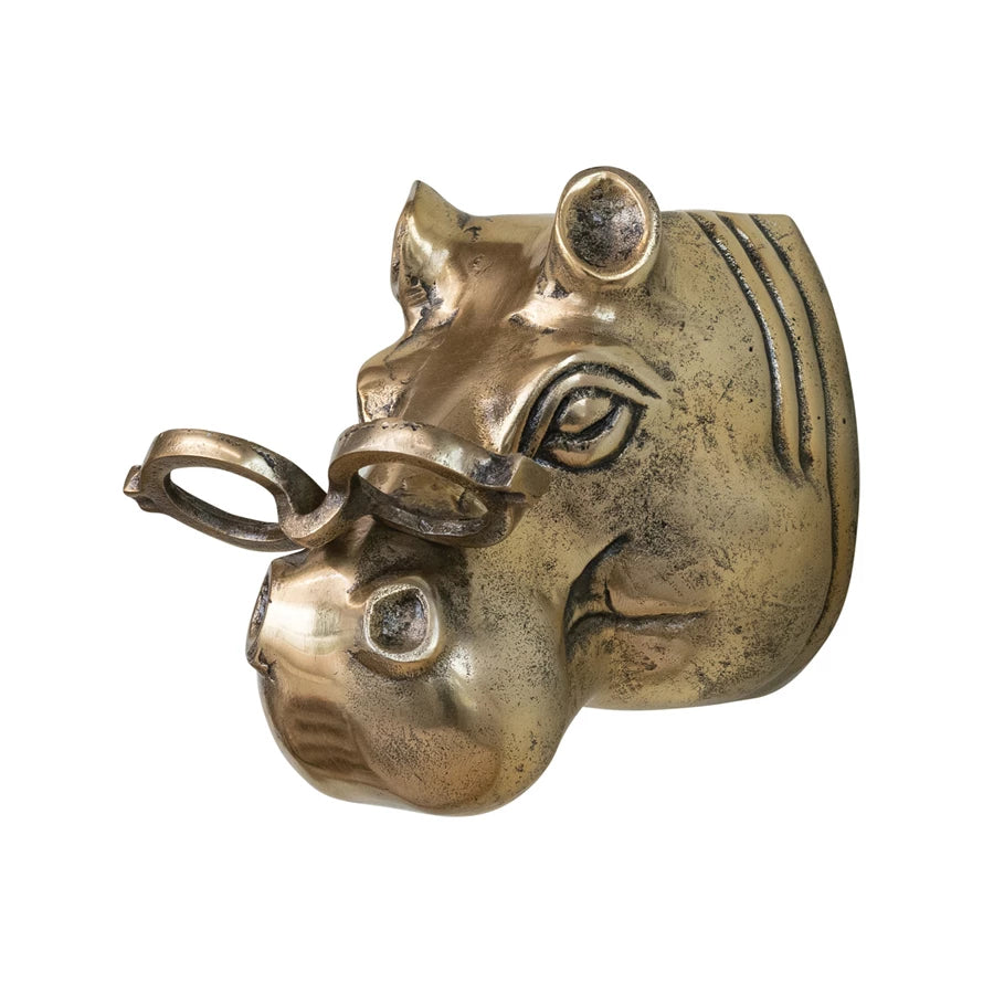 Hippo Head with Eyeglasses Wall Décor