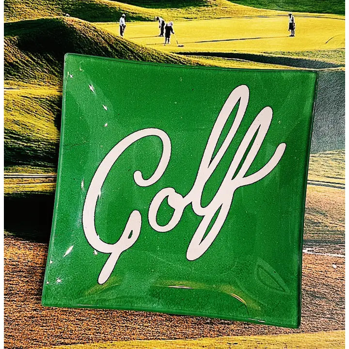 Golf Script Golf Script Decoupage Glass Tray – WRARE