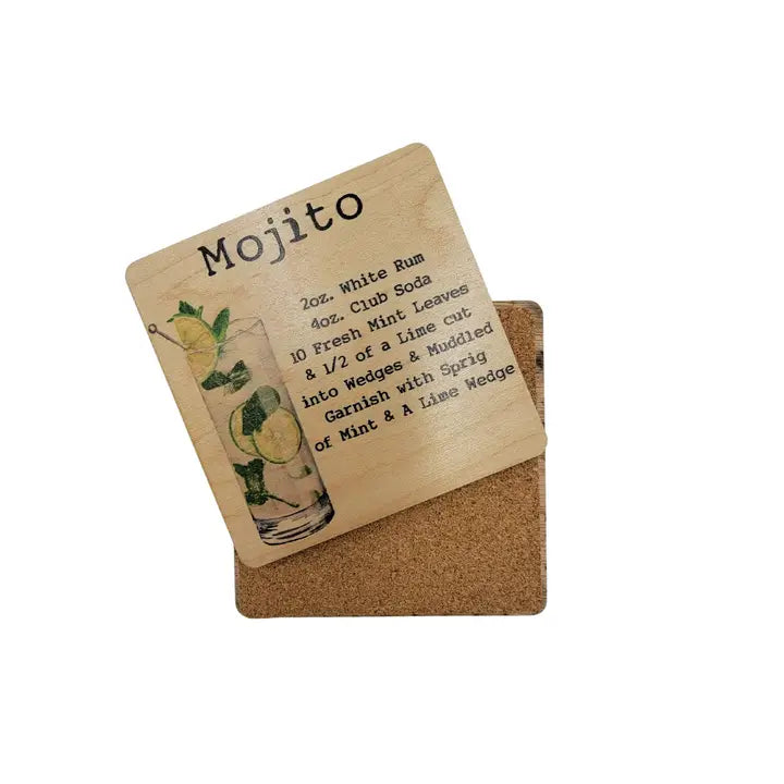 Mojito Cocktail Wooden Coaster