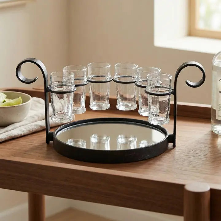 Shot Glass Serving Mirror in Black