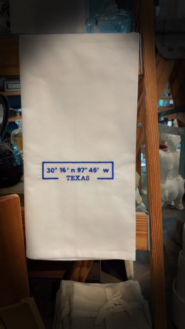 Texas Coordinates Tea Towel